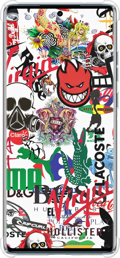 Силикон с усиленными углами чехол Many different logos для Motorola Edge 50 Fusion - 4022sp-3748 изображение 