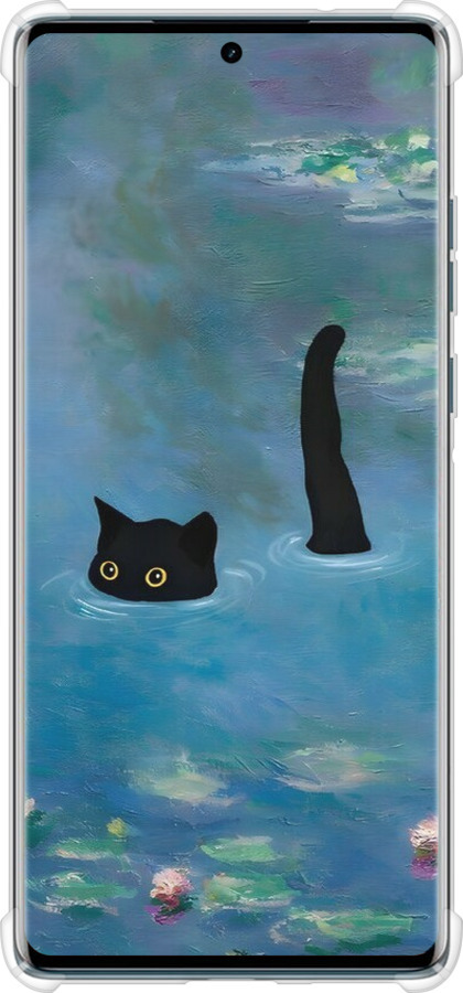 Силикон с усиленными углами чехол С изображением кота и водяной лилии Monet для Motorola Edge 50 Fusion - 6519sp-3748 изображение 