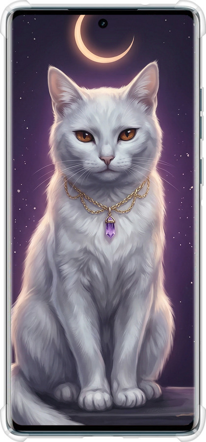 Силикон с усиленными углами чехол Mystic White Cat Gothic Dark Purple Gold для Motorola Edge 50 Fusion - 6805sp-3748 изображение 
