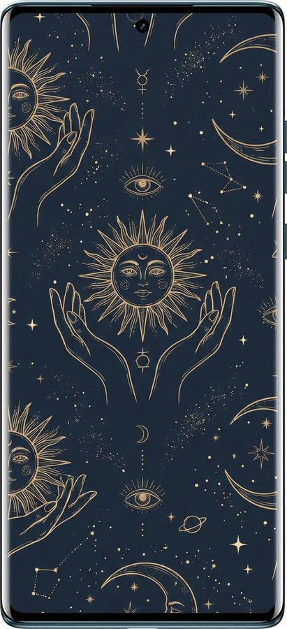 Силиконовый чехол Celestial Harmony: Sun & Moon Gold Mystic Pattern для Motorola Edge 50 Fusion - 6778u-3748 изображение 