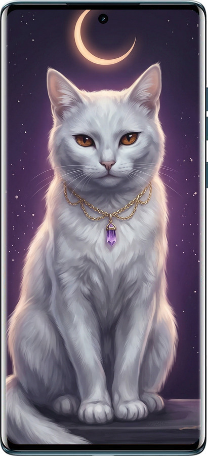 Силіконовий чехол Mystic White Cat Gothic Dark Purple Gold для Motorola Edge 50 Fusion - 6805u-3748 изображение 
