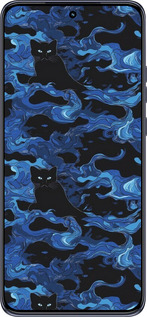 TPU чехол Абстрактный узор черных котов на синем фоне для Motorola Edge 50 Neo 5G - 6525b-3794 изображение 