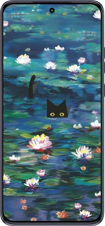 TPU чехол із зображенням водяних лілій та кішок для Motorola Edge 50 Neo 5G - 6257b-3794 изображение 