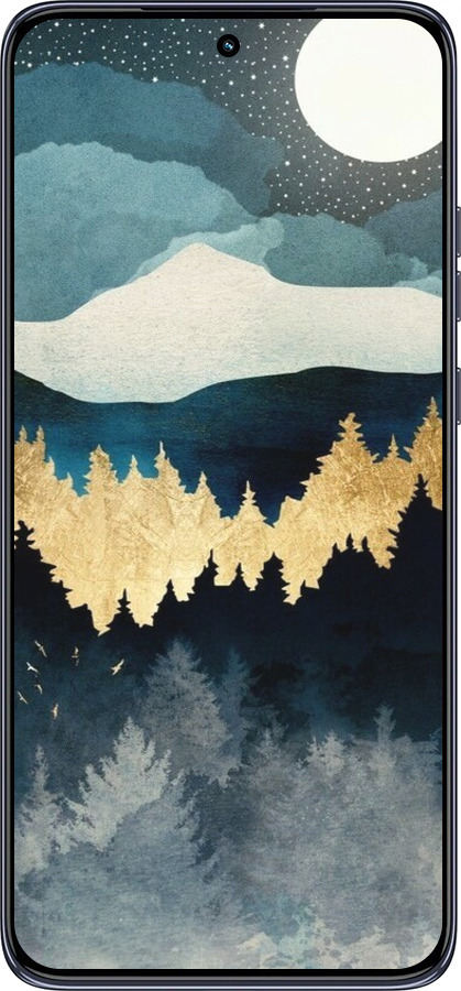 TPU чехол Ночной пейзаж с лесом и горами для Motorola Edge 50 Neo 5G - 6493b-3794 изображение 