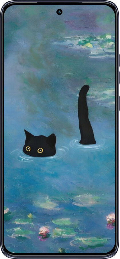 TPU чехол С изображением кота и водяной лилии Monet для Motorola Edge 50 Neo 5G - 6519b-3794 изображение 
