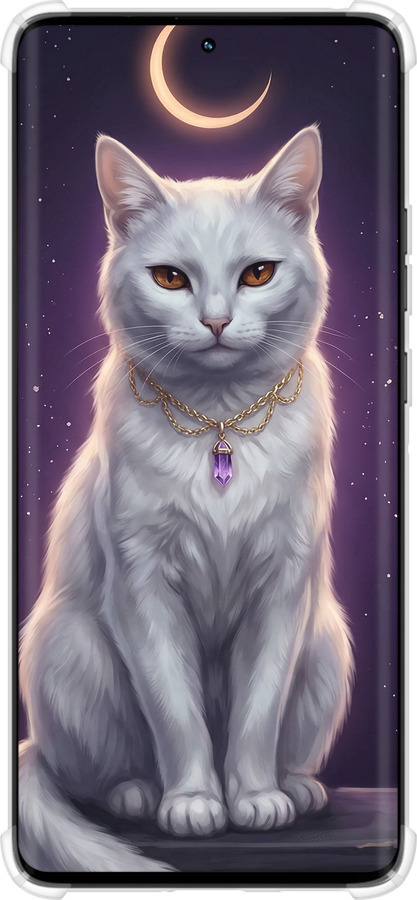 Силіконовий протиударний с посиленими кутами чехол Mystic White Cat Gothic Dark Purple Gold для Motorola Edge 50 Pro 5G - 6805sp-3710 изображение 
