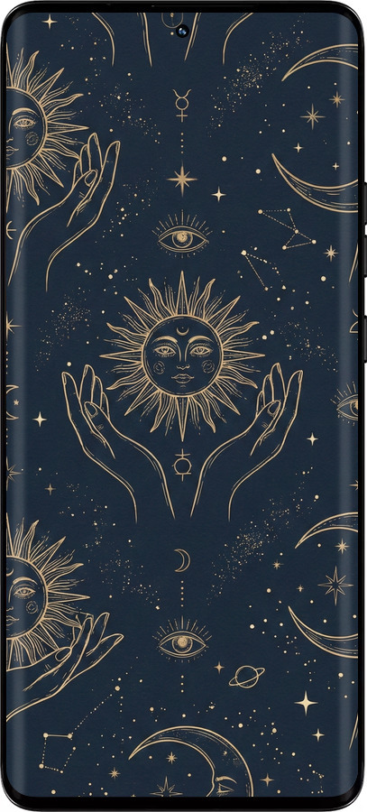 Силиконовый чехол Celestial Harmony: Sun & Moon Gold Mystic Pattern для Motorola Edge 50 Pro 5G - 6778u-3710 изображение 