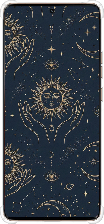 Силіконовий протиударний с посиленими кутами чехол Celestial Harmony: Sun & Moon Gold Mystic Pattern для Motorola Moto X50 Ultra - 6778sp-3866 изображение 