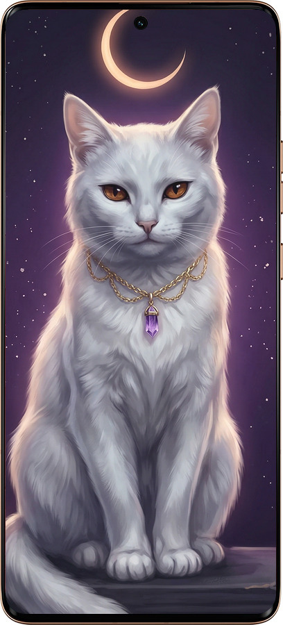 Силиконовый чехол Mystic White Cat Gothic Dark Purple Gold для Motorola Edge 50 Ultra - 6805u-3760 изображение 