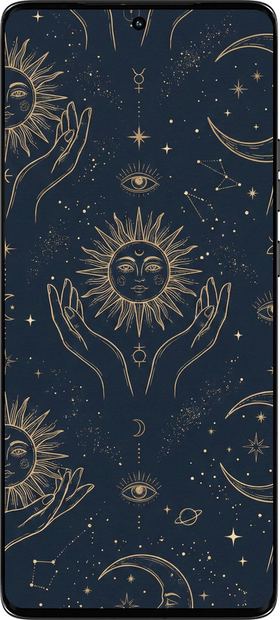 Силіконовий чехол Celestial Harmony: Sun & Moon Gold Mystic Pattern для Motorola Edge 50 - 6778u-3788 изображение 