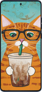 Силиконовый чехол Зеленоглазый кот в очках для Motorola Edge 60 Fusion 5G - 4054u-4021 изображение 