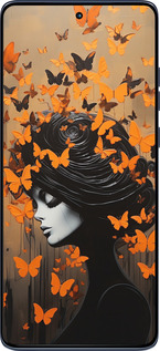 Силиконовый чехол Чехол для телефона Девушка с оранжевыми бабочками для Motorola Edge 60 Fusion 5G - 5940u-4021 изображение 