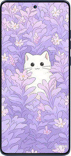 Силиконовый чехол Котик в цветах для Motorola Edge 60 Fusion 5G - 6390u-4021 изображение 