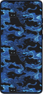 Силіконовий чехол Візерунок чорних котів на блакитному фоні для Motorola Edge 60 Fusion 5G - 6525u-4021 изображение 