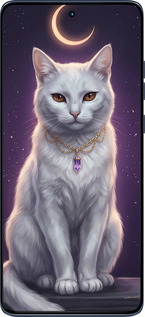 Силиконовый чехол Mystic White Cat Gothic Dark Purple Gold для Motorola Edge 60 Fusion 5G - 6805u-4021 изображение 