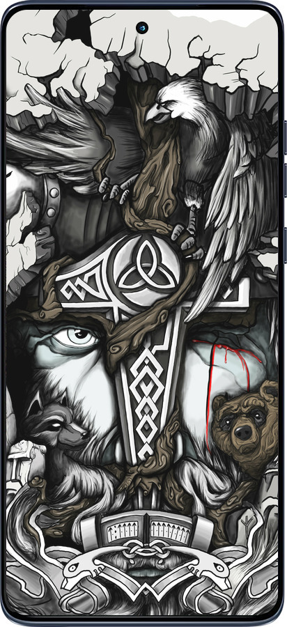 Силіконовий чехол Тату Вікінг для Motorola Edge 60 Fusion 5G - 4098u-4021 изображение 