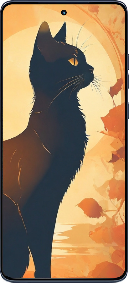 Силиконовый чехол Черная кошка v2 для Motorola Edge 60 Fusion 5G - 5830u-4021 изображение 