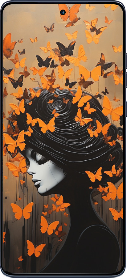 Силиконовый чехол Чехол для телефона Девушка с оранжевыми бабочками для Motorola Edge 60 Fusion 5G - 5940u-4021 изображение 