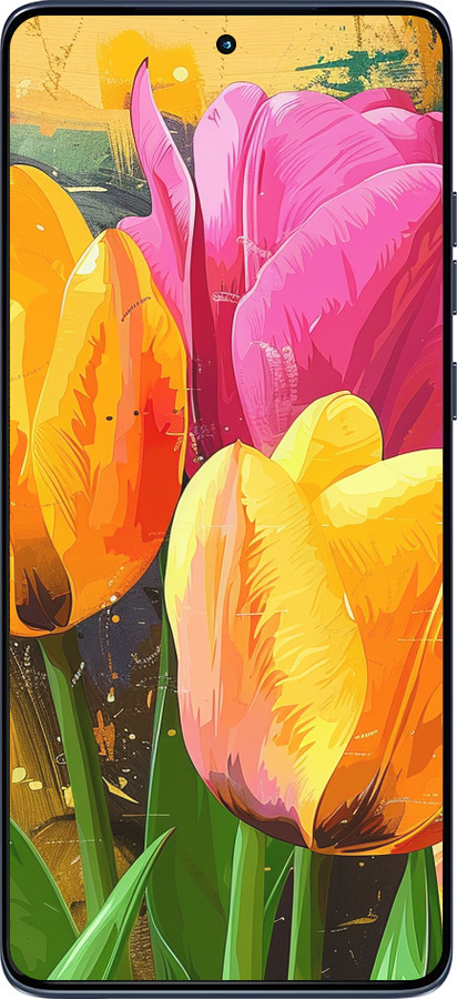 Силиконовый чехол Нарисованные тюльпаны для Motorola Edge 60 Fusion 5G - 5990u-4021 изображение 