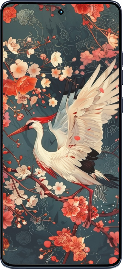 Силиконовый чехол Сакура и аист для Motorola Edge 60 Fusion 5G - 6108u-4021 изображение 