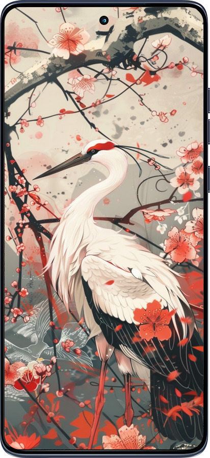 Силіконовий чехол Лелека у цвіту сакури для Motorola Edge 60 Fusion 5G - 6109u-4021 изображение 