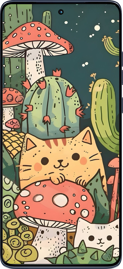 Силиконовый чехол Коты грибы для Motorola Edge 60 Fusion 5G - 6321u-4021 изображение 