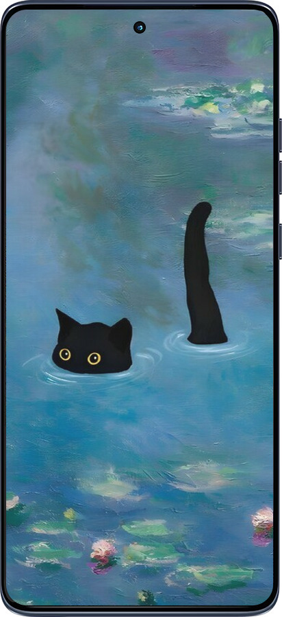 Силиконовый чехол С изображением кота и водяной лилии Monet для Motorola Edge 60 Fusion 5G - 6519u-4021 изображение 