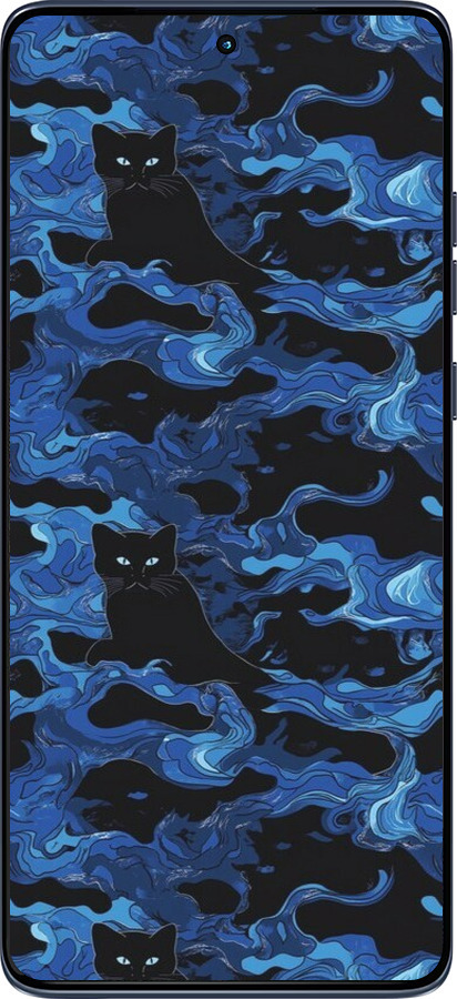 Силіконовий чехол Візерунок чорних котів на блакитному фоні для Motorola Edge 60 Fusion 5G - 6525u-4021 изображение 