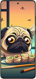 Силиконовый чехол Мопс и суши для Motorola Edge 60 Pro 5G - 5588u-4020 изображение 