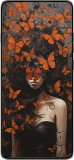Силіконовий чехол Дівчина з помаранчевими метеликами для Motorola Edge 60 Pro 5G - 5941u-4020 изображение 