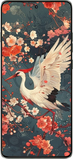 Силиконовый чехол Сакура и аист для Motorola Edge 60 Pro 5G - 6108u-4020 изображение 