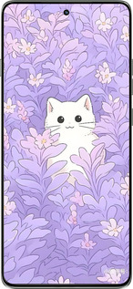 Силиконовый чехол Котик в цветах для Motorola Edge 60 Pro 5G - 6390u-4020 изображение 