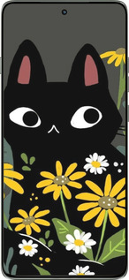 Силіконовий чехол Чорний кіт з квітами для Motorola Edge 60 Pro 5G - 6448u-4020 изображение 