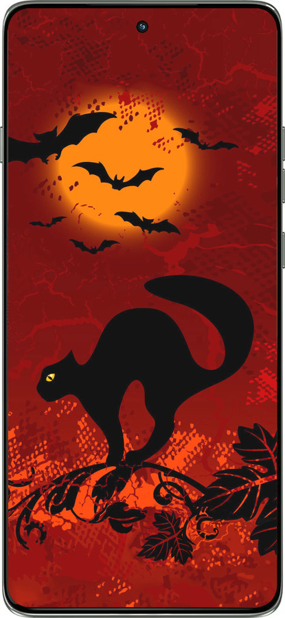 Силиконовый чехол Чёрная кошка под луной для Motorola Edge 60 Pro 5G - 1190u-4020 изображение 