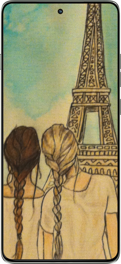 Силиконовый чехол Девушки в Париже для Motorola Edge 60 Pro 5G - 3980u-4020 изображение 