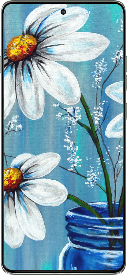 Силиконовый чехол Красивые арт-ромашки для Motorola Edge 60 Pro 5G - 4031u-4020 изображение 