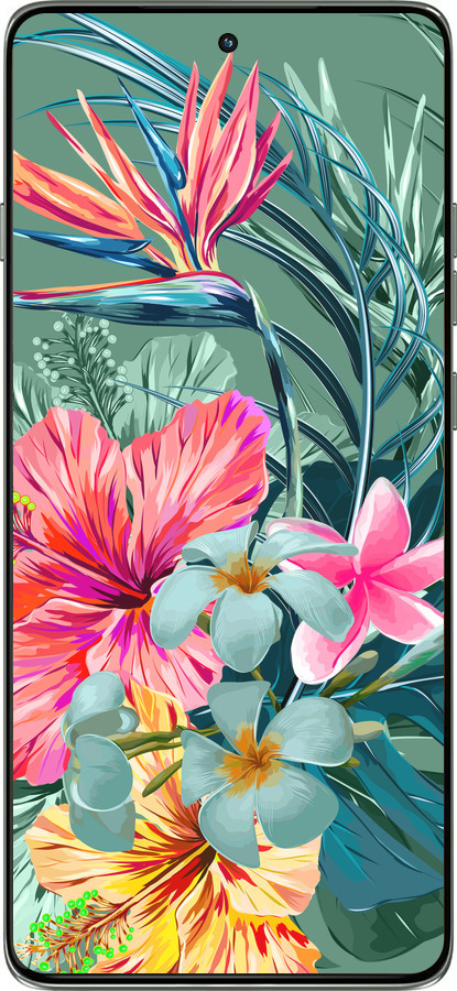 Силиконовый чехол Тропические цветы v1 для Motorola Edge 60 Pro 5G - 4667u-4020 изображение 