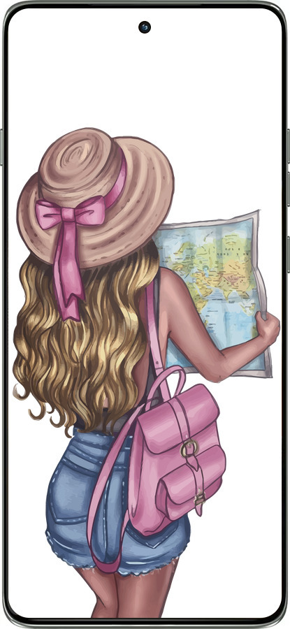 Силиконовый чехол Девушка с картой для Motorola Edge 60 Pro 5G - 4704u-4020 изображение 