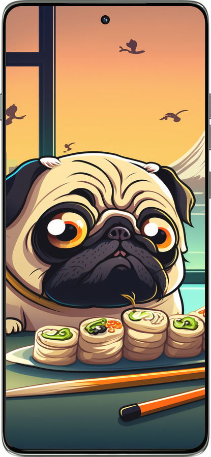 Силиконовый чехол Мопс и суши для Motorola Edge 60 Pro 5G - 5588u-4020 изображение 