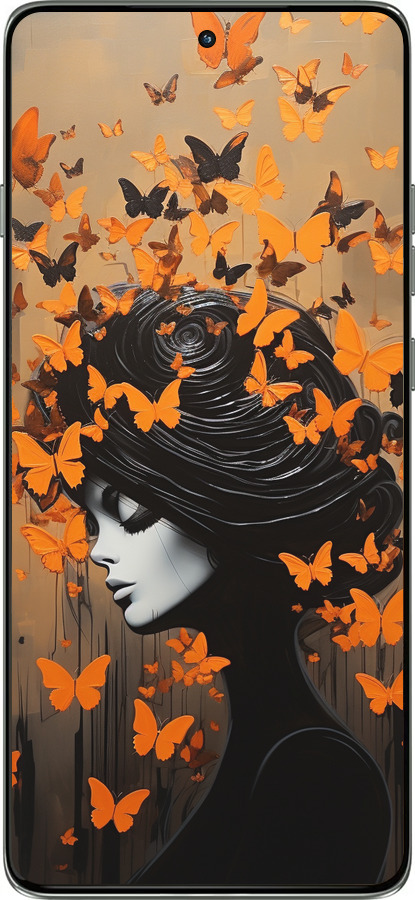 Силиконовый чехол Чехол для телефона Девушка с оранжевыми бабочками для Motorola Edge 60 Pro 5G - 5940u-4020 изображение 
