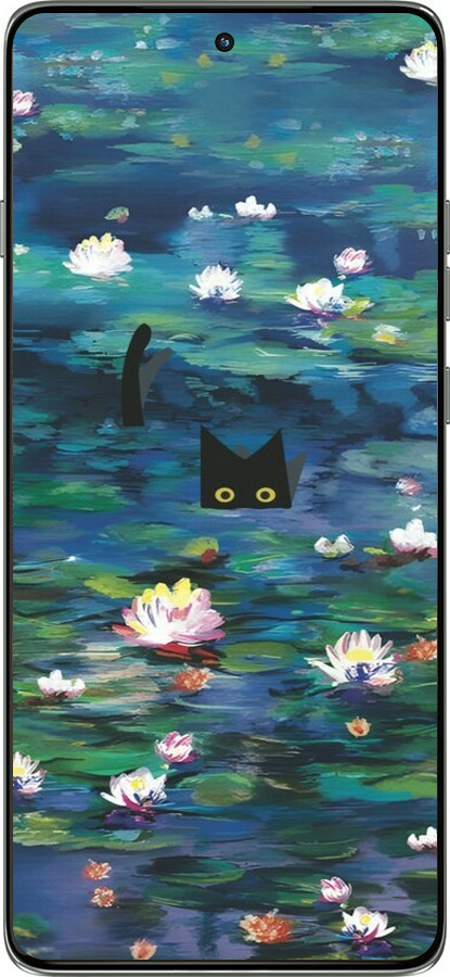 Силиконовый чехол із зображенням водяних лілій та кішок для Motorola Edge 60 Pro 5G - 6257u-4020 изображение 