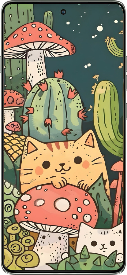 Силиконовый чехол Коты грибы для Motorola Edge 60 Pro 5G - 6321u-4020 изображение 