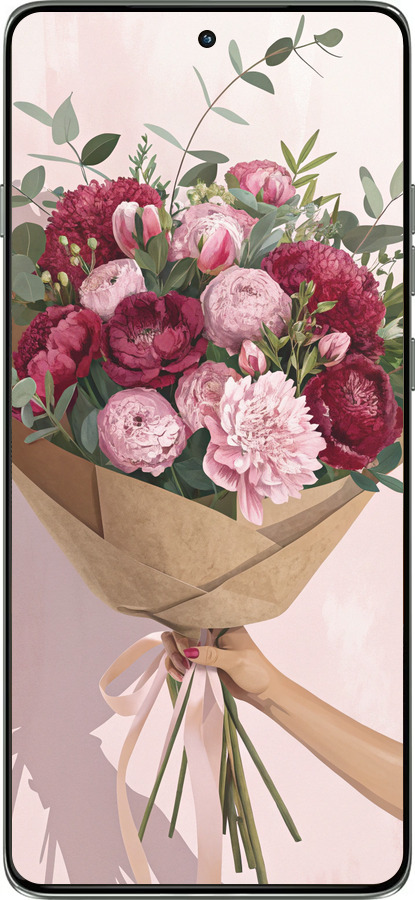 Силіконовий чехол Півонії 1 для Motorola Edge 60 Pro 5G - 6705u-4020 изображение 