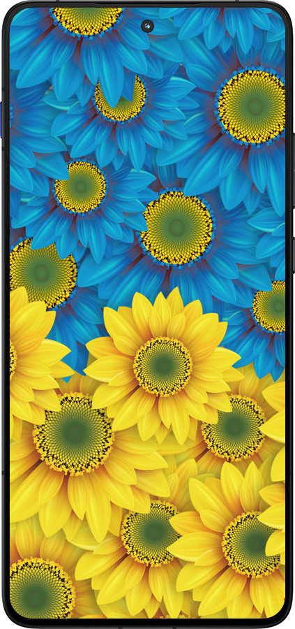 Силиконовый чехол Жёлто-голубые цветы для Motorola EDGE 70 - 1048u-4219 изображение 