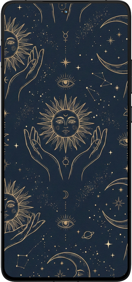 Силиконовый чехол Celestial Harmony: Sun & Moon Gold Mystic Pattern для Motorola EDGE 70 - 6778u-4219 изображение 