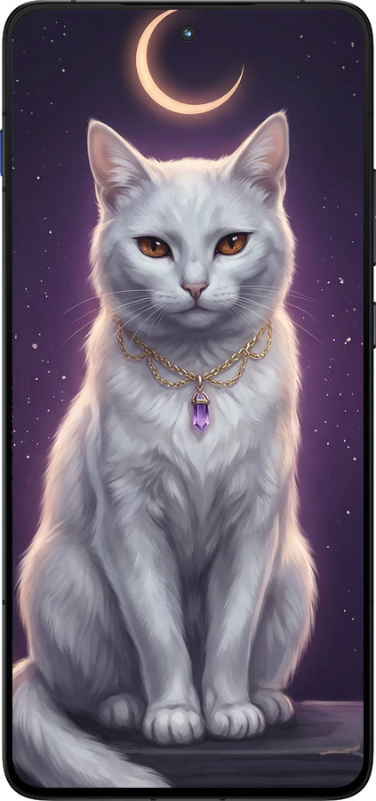 Силиконовый чехол Mystic White Cat Gothic Dark Purple Gold для Motorola EDGE 70 - 6805u-4219 изображение 