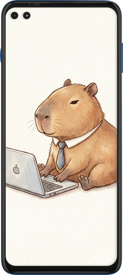 Силиконовый чехол Funny Capybara CEO Working для Motorola G100 - 6777u-2359 изображение 