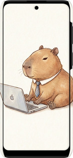 3D пластиковый матовый чехол Funny Capybara CEO Working для Motorola G22 - 6777m-2681 изображение 