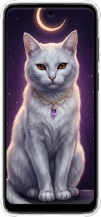 Силіконовий протиударний с посиленими кутами чехол Mystic White Cat Gothic Dark Purple Gold для Motorola G22 - 6805sp-2681 изображение 