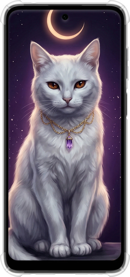 Силіконовий протиударний с посиленими кутами чехол Mystic White Cat Gothic Dark Purple Gold для Motorola G22 - 6805sp-2681 изображение 